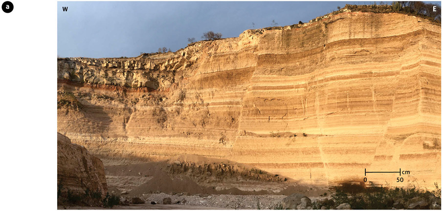 Three-dimensional schematic of an outcrop with evidence of faulting associated with an extensional environment