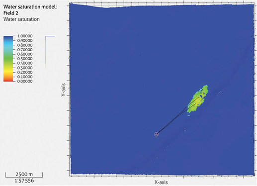 Layer 1 of water saturation modeling for unit M1 of Field 2