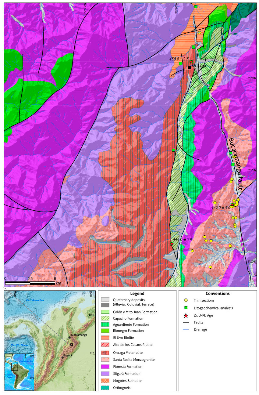 Geological map of the Onzaga Metarhyolite