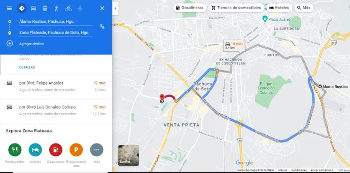 Ejemplo de cálculo de distancias entre colonias.