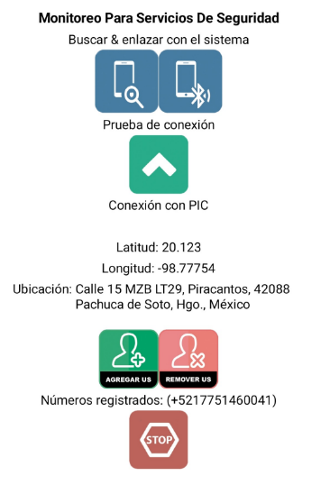 Interfaz de la
aplicación MESERA