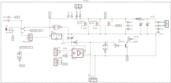 Figura 6: Diagrama eléctrico del circuito Boost físico.