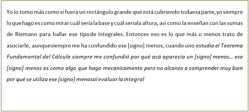 Fragmento de entrevista no dirigida a estudiante de docencia de la matemática.