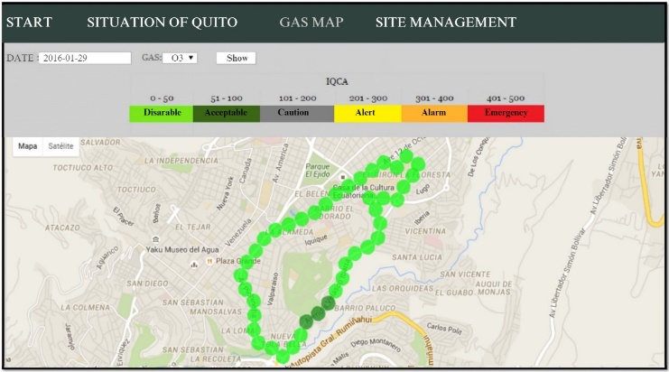 Test results of O3 on monitoring path