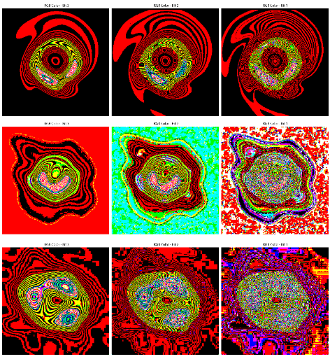 Bit plane 3,2,1 closeup for M87 PRIMO, EHT and Sag A*.