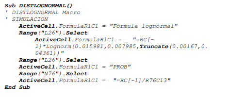 Procedimiento que
permite aplicar la fórmula de la distribución de probabilidad lognormal.