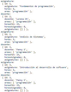 Example of JSON file produced by the
execution of the program on de NodeJS server. 