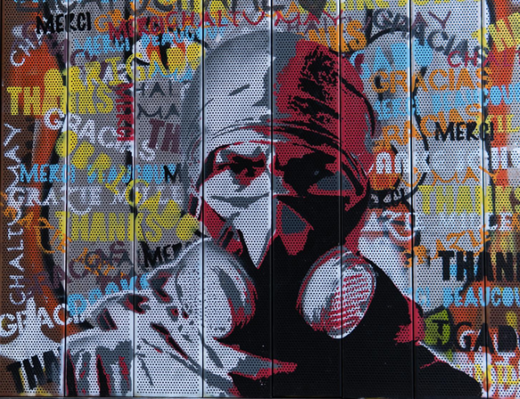 Grafiti en agradecimiento a la primera línea.