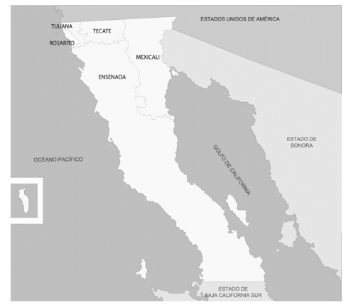 Figura 1. Municipios de Baja California. Tomado de
Wikipedia (S/F).
