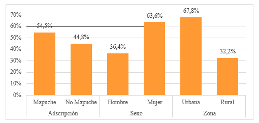 Gráfico 6: Participación en el taller, según adscripción, sexo y zona