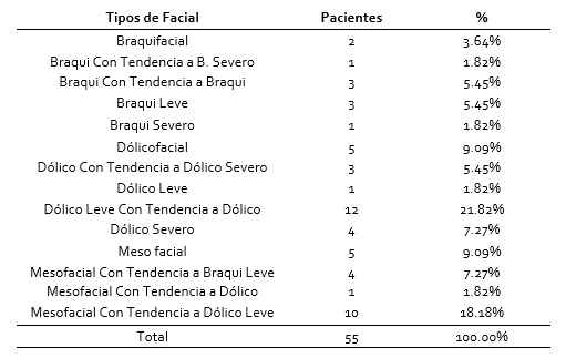 Distribución de los biotipos faciales en el grupo de estudio
