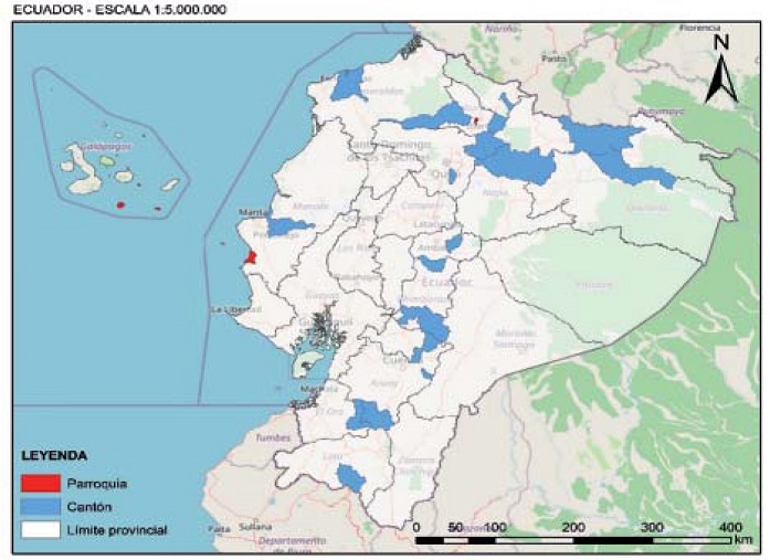 Mapa Pueblos Mágicos Ecuador, urbano/rural