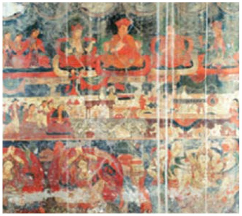 Murales en el Lhakhang Marpo (el Templo Rojo) de Tholing, finales del siglo XV