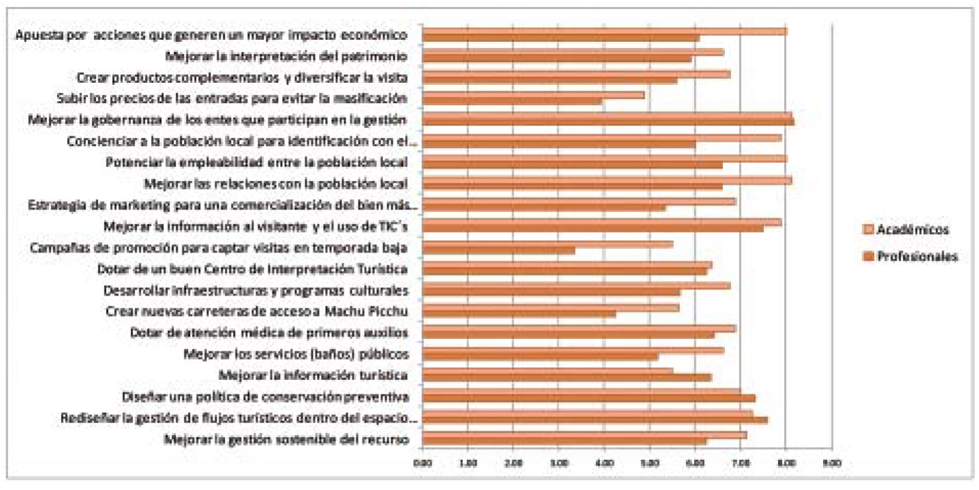 Valoración otorgada por académicos y profesionales