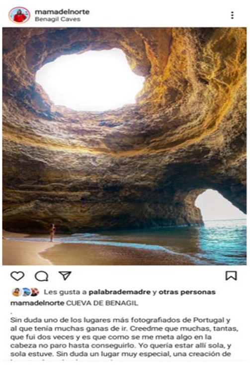 Explicación de influencer sobre la foto