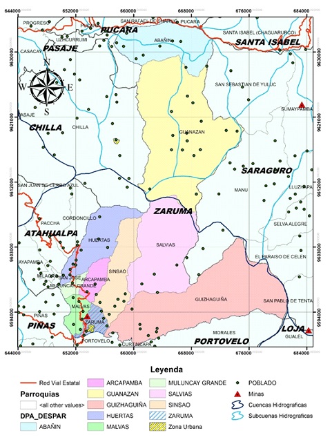Mapa del cantón Zaruma