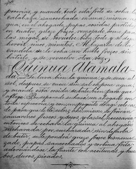 Receta de «Quinua atamalada»