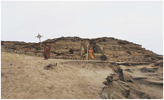 Representación  artística  en  Huaca  de  los  Ídolos  del  sitio  Áspero