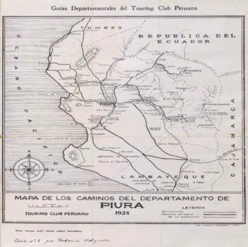 Mapa de los caminos del
departamento de Piura en 1928