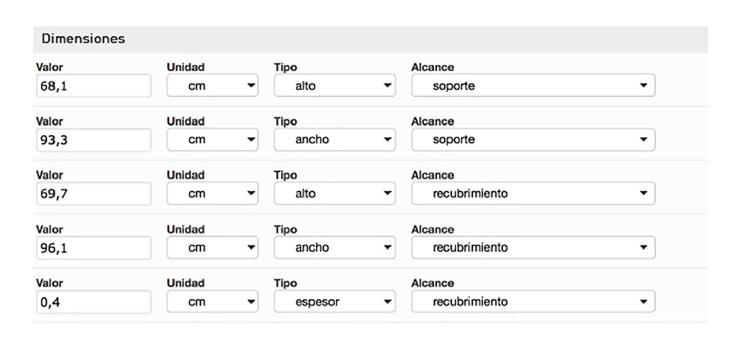 Ejemplo de uso Dimensiones