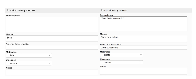 Ejemplo de uso Inscripciones y marcas.