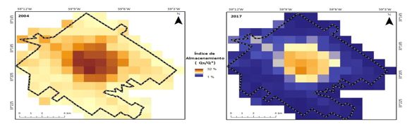 &Iacute;ndice de almacenamiento en la ciudad de Tandil, 2004 &ndash; 2017.