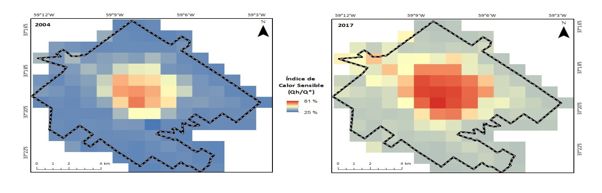  &Iacute;ndice de Calor Sensible en la ciudad de Tandil, 2004 &ndash; 2017.