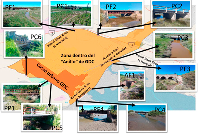 Puentes y alcantarillas que
permiten el ingreso y egreso de las crecidas y mareas al anillo de GDC.