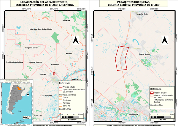 Localizaci&oacute;n del Paraje Tres Horquetas, Colonia Ben&iacute;tez - A&ntilde;o 2022