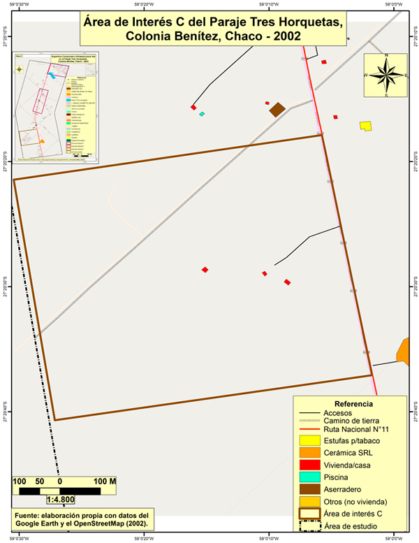 &Aacute;rea de inter&eacute;s C del Paraje Tres Horquetas, Chaco. A&ntilde;o 2002.