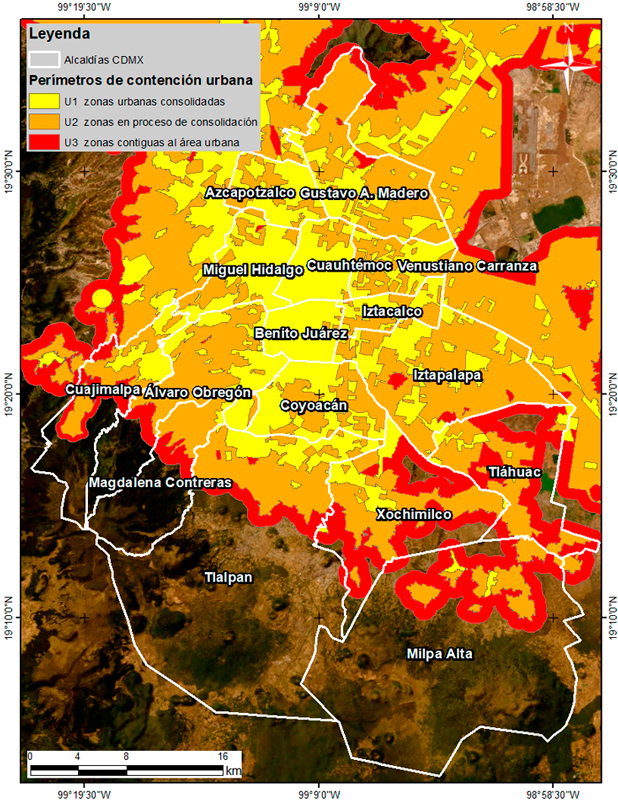 Indicadores cartográficos urbanos territoriales de perímetros de
contención urbana PCU
