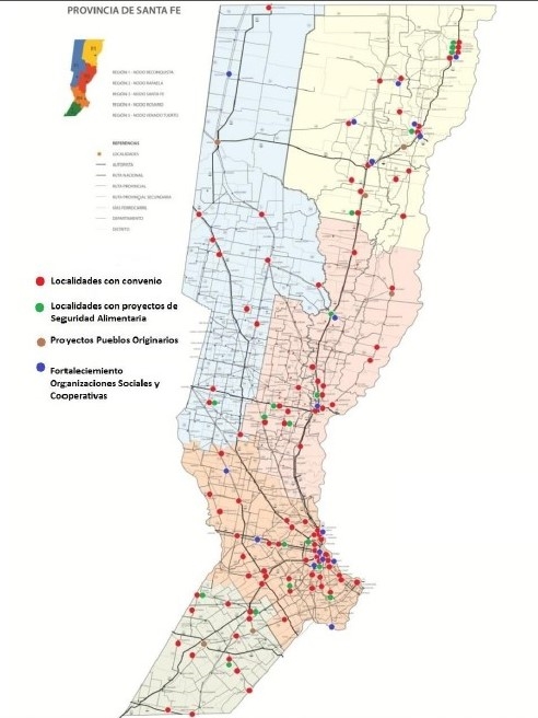 Intervenciones de la Subsecretaría de ESS en las localidades de Santa Fe