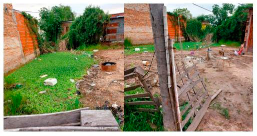 Laguna y agua estancada dentro de los domicilios.