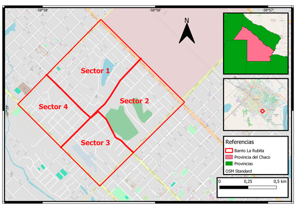 &Aacute;rea de estudio: Barrio la Rubita, Resistencia- Chaco.