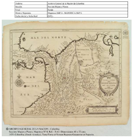 Figura 7: Mapa
de la Nueva Granada, 1633