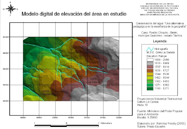 Modelo digital de elevación del área en estudio.
