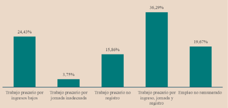Índice de precariedad laboral en la PEA Trabajos precarios desagregados