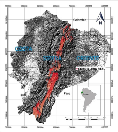 Mapa de ubicación de la cordillera
Real