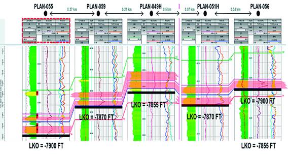 Correlación estratigráfico
NW-SE