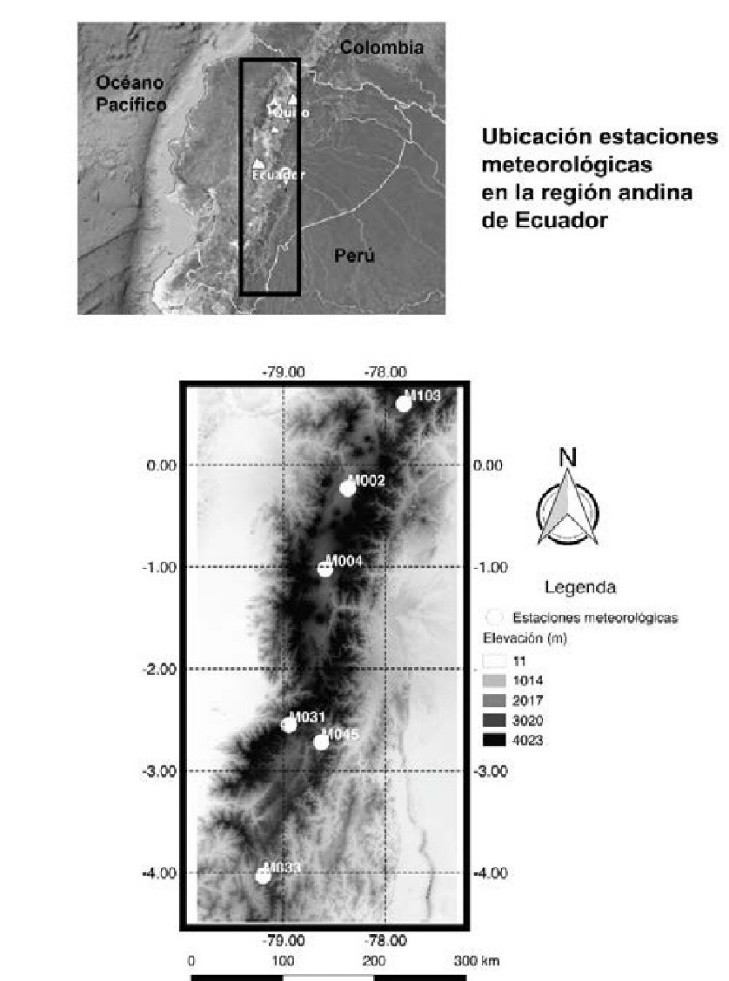 Ubicación
estaciones meteorológicas en la región andina de Ecuador