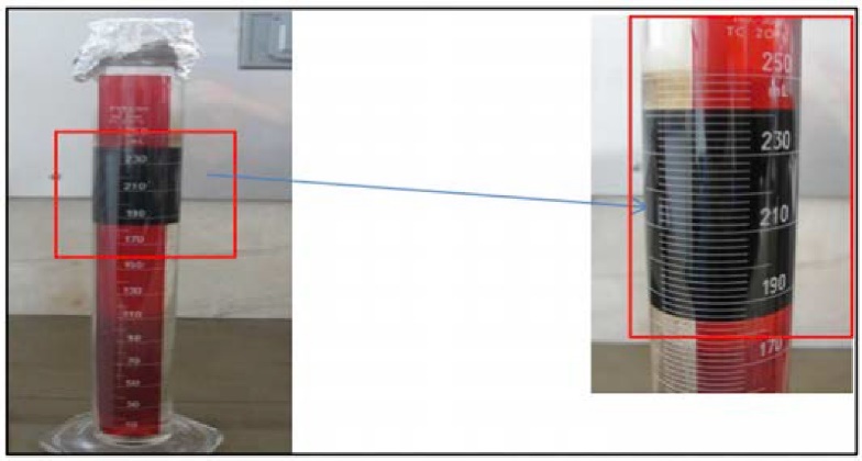 Fluido obtenido,
desplazamiento con agua de formación
