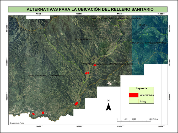 Mapa de
Alternativas para la ubicaci&oacute;n del relleno sanitario
