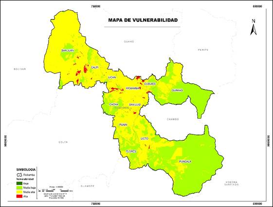  Mapa de vulnerabilidad del
cantón Riobamba