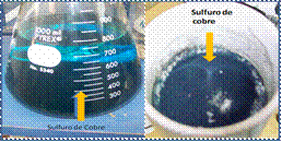 Sulfuro de cobre en solución y filtrado