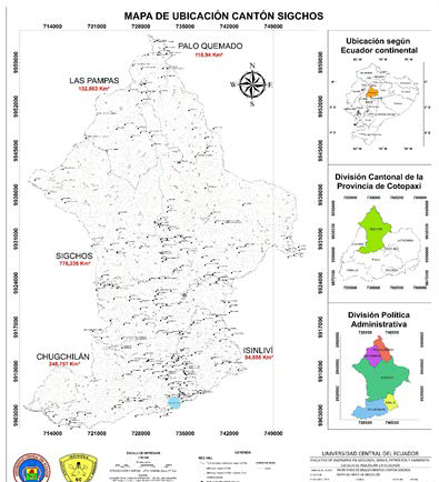 Mapa de
ubicación geográfica del cantón Sigchos