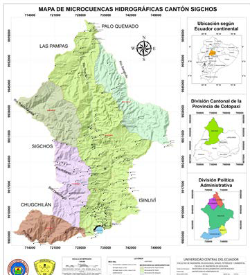 Mapa de
microcuencas hidrográficas del cantón Sigchos