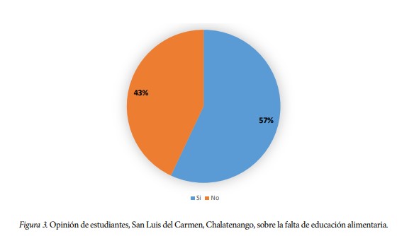 Opinión de estudiantes, San Luis del Carmen, Chalatenango, sobre la falta de educación alimentaria.