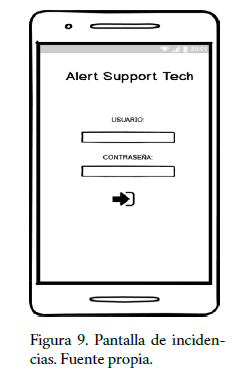 Pantalla de incidencias