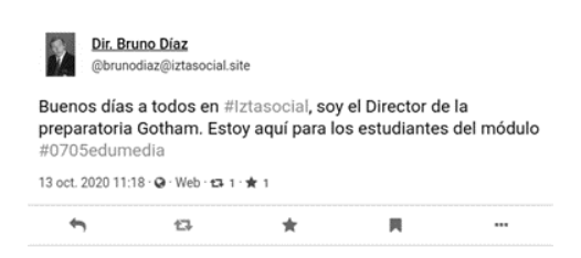 Publicación del director de la escuela ficticia, Bruno
Díaz