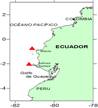 Ubicación de estaciones fijas en La Libertad Manta y Salinas